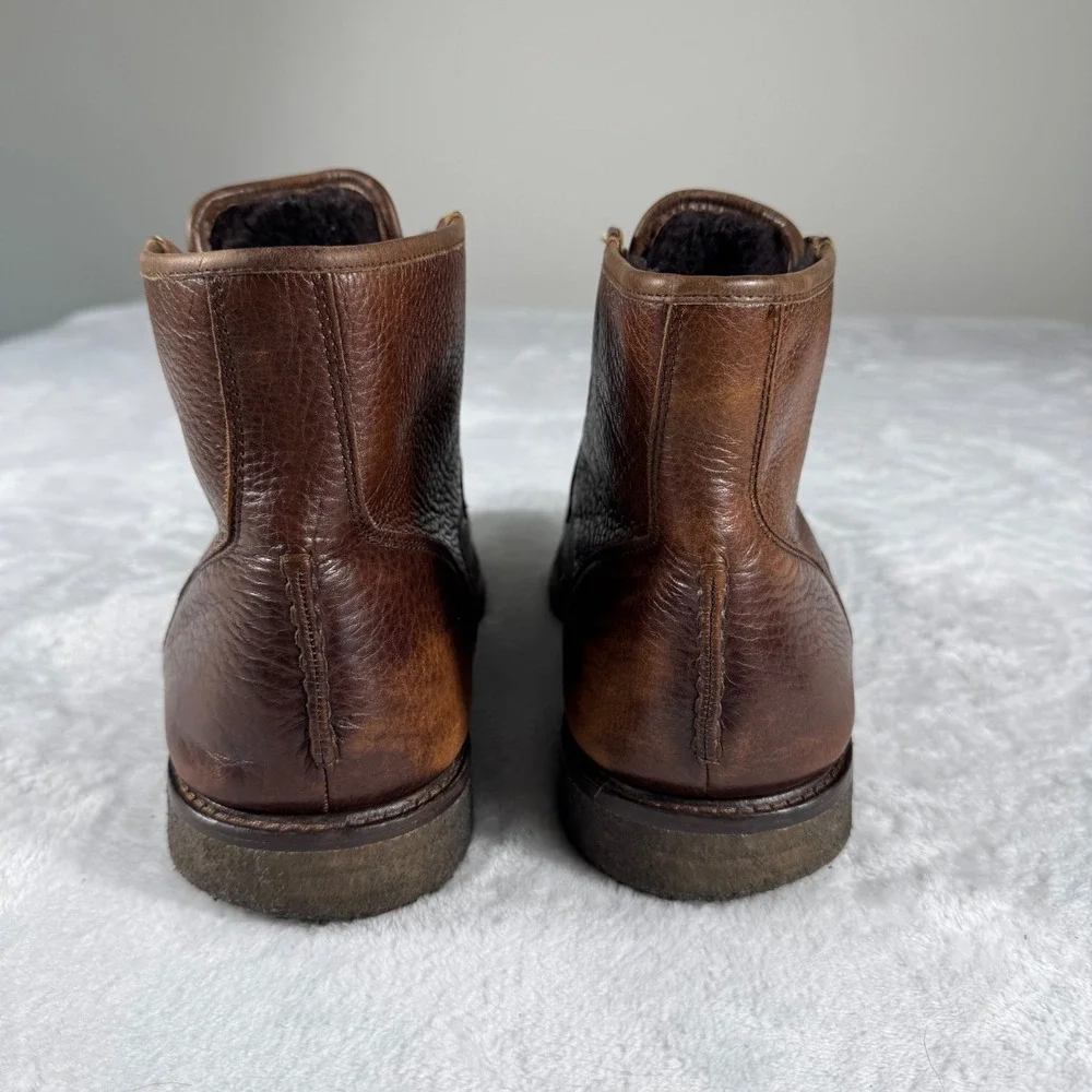 Johnston & Murphy Mens Brown Pebbled Leather Genuine Shearling Lined Boots 10M
